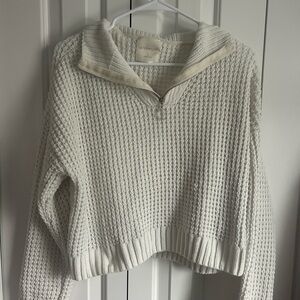 Women’s Ultra Flirt Cream Waffle Knit Cropped Sweater